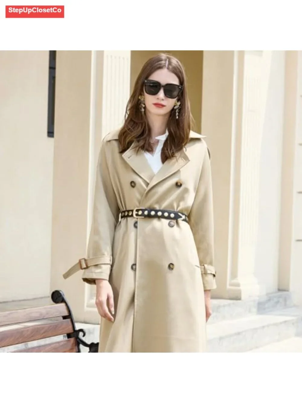 Women's PU Leather Belt with Gold Buckle, Casual Waist Accessory for Jeans &